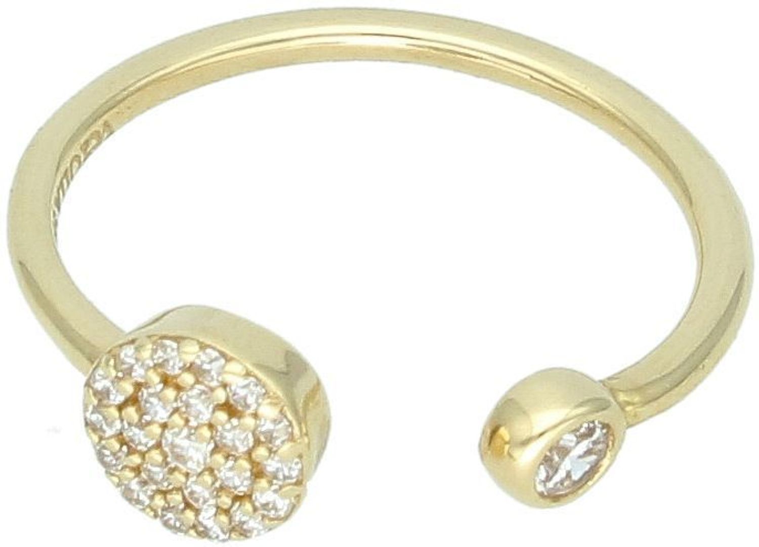 Złoty pierścionek 585 z rozdzielonymi ramionami GR-Z12 EB11285. Złoty pierścionek z białymi cyrkoniami o rozdzielonych ramionach. Niepołączone ramiona pierścionka. Na prezent.1.jpg